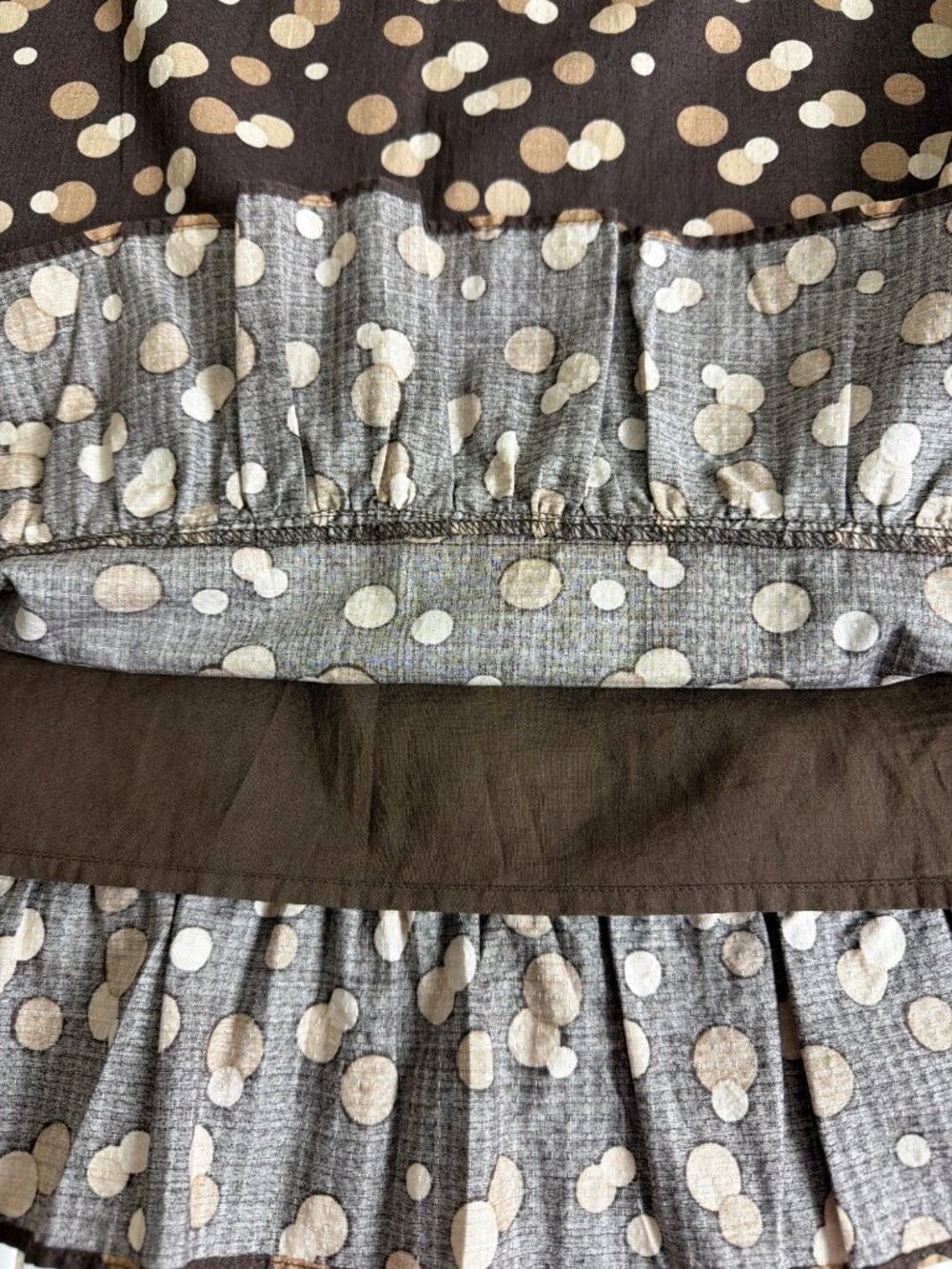 J.Crew NWOT Brown Polka Dot Cotton A-Line Ruffle Hem Midi Skirt Size 4 - Picture 14 of 16